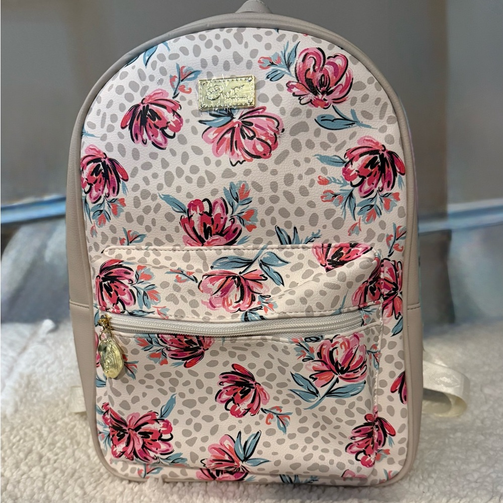 Betsey Johnson Floral Backpack with Pink and Gray Accents